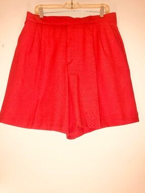Vintage Samantha Sportswear Red High Waist Pleated Shorts 16 Plus Retro 80s 90s